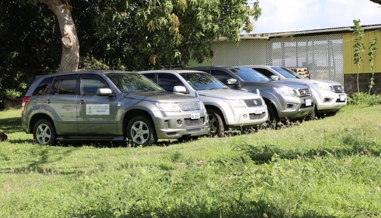 The four vehicles handed over to the Department and Ministry of Agriculture