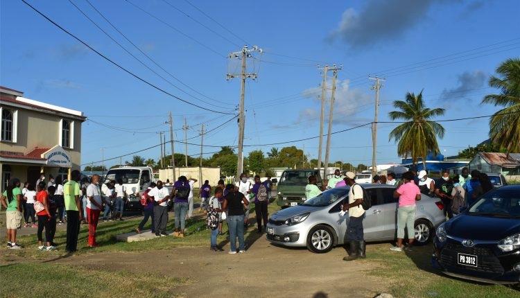 A subset of stakeholders who turned out for the clean-up exercise as they assembled outside the Christian Life Assembly Christian Centre before they set off.