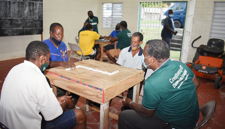 End of losing streak: Ericson ‘Wixie’ Wescott of Molineux Domino Club is in action at the Edgar Gilbert Sporting Complex pavilion in Molineux as they beat Mansion Domino Club 13-11.