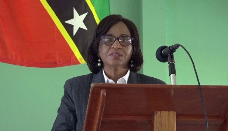 Retired High Court Judge, the Hon. Pearletta Lanns at a scholarship award ceremony at the Gingerland Secondary School’s auditorium on August 26