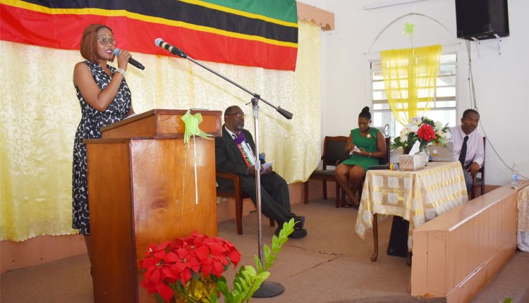 Minister of Health the Hon Akilah Byron-Nisbett delivering remarks at the 18th Annual Sanitation Workers Appreciation Day service at the Apostolic Faith Mission Church.