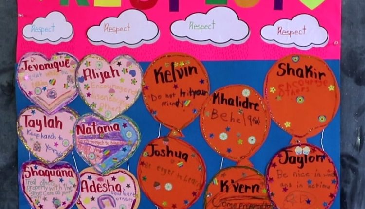 The winning poster from students of Grade 2-2 at the Ivor Walters Primary School on display for the anti-bullying Virtues Project on October 09, 2020