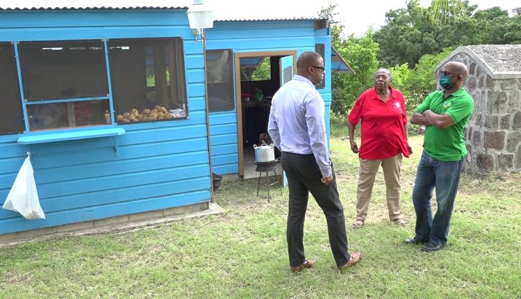 Premier of Nevis, Hon. Mark Brantley, Minister of Tourism in the Nevis Island Administration (left); with Ms. Patricia Thompson of the Nevisian Heritage Village (middle); and Hon. Lindsay Grant, Minister of Tourism in St. Kitts (right) during the St. Kitts Ministry of Tourism’s staff visit to Nevis on November 20, 2020