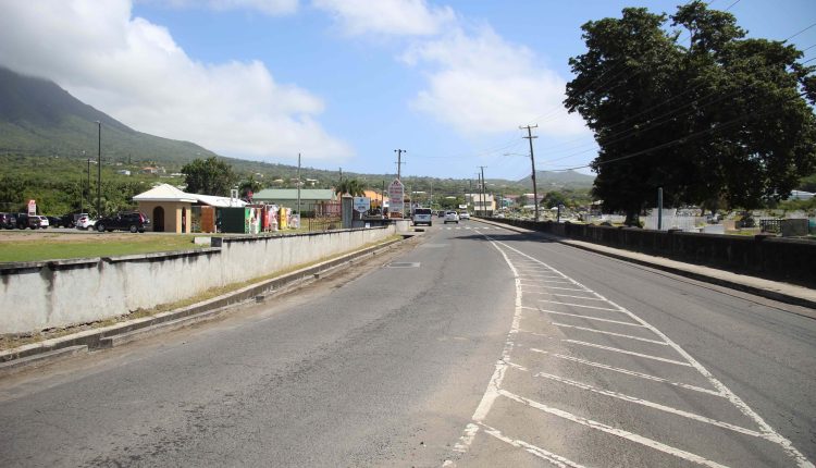 A section of the Island Main Road next to Rams Supermarket leading to the roundabout on February 04, 2021, to be resurfaced by the Public Works Department