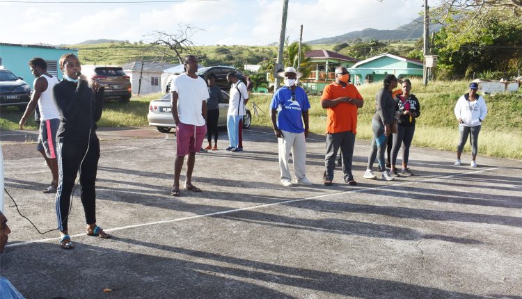 COVID-19 vaccine is safe: Minister of Health the Hon Akilah Byron-Nisbett addressing Prime Minister’s Monthly Health Walk participants at the end of the walk in Ottley’s.