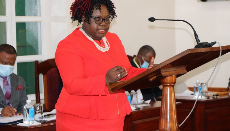 Hon. Hazel Brandy Williams, Junior Minister of Health in the Nevis Island Administration debating legislation at the March 23, 2021 sitting of the Nevis Island Assembly