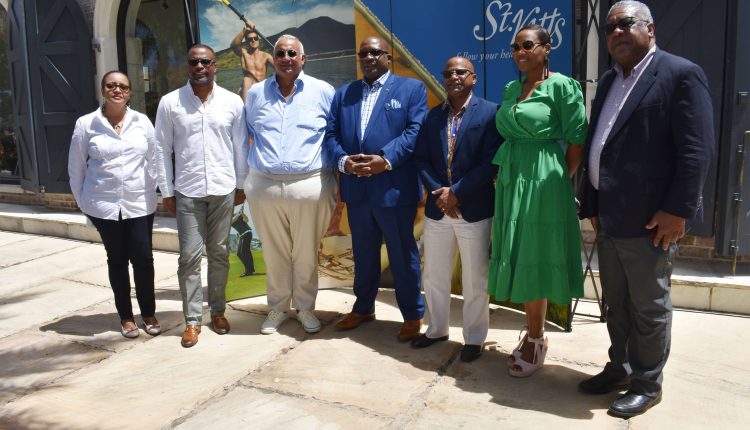 Prime Minister Harris (centre) and Mr Philippe Martinez (3rd left) with Cabinet Members from right, the Hon Vincent Byron, the Hon Akilah Byron-Nisbett, the Hon Lindsay Grant, the Hon Mark Brantley, and the Hon Wendy Phipps.