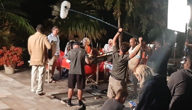 Scene from the set of “One Year Off” during filming at Golden Rock Inn, Nevis, March 2021