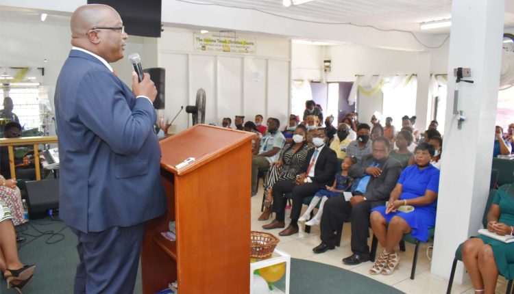 ‘My Government will support the work of the church’: Prime Minister Dr the Hon Timothy Harris delivering remarks at the Unique Touch Christian Centre in Sandy Point.