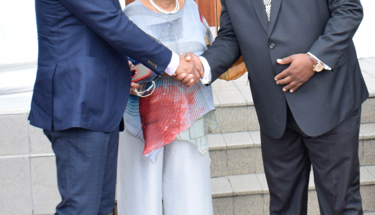 Prime Minister Dr. the Hon. Timothy Harris greets Premier of Nevis