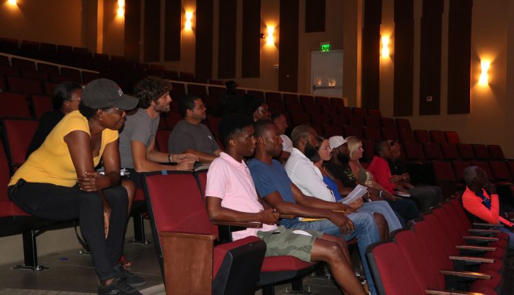 Locals and residents attend MSR Media’s Acting Academy at the Nevis Performing Arts Centre on March 29, 2021