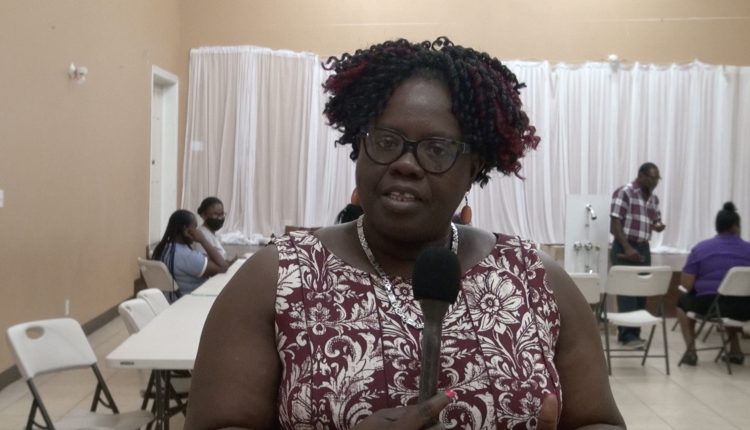 Hon. Hazel Brandy Williams Junior Minister of Health and Gender Affairs on Nevis attending the Department of Gender Affairs’ Plumbing Workshop for Women at the Jessups Community Centre on March 30, 2021