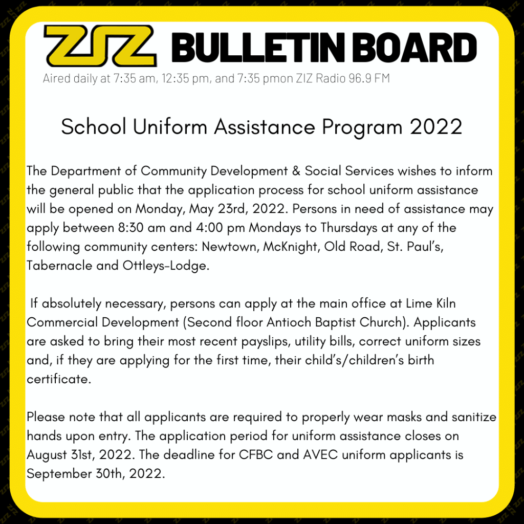 School Uniform Assistance Program 2022 ZIZ Broadcasting Corporation