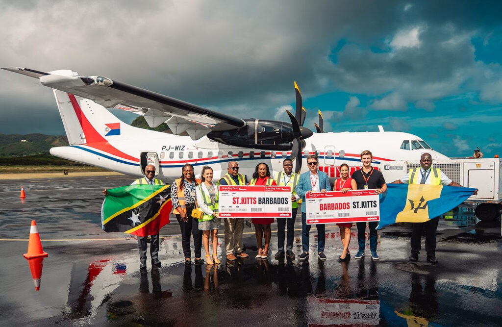 Winair’s  Inaugural Flight from Barbados